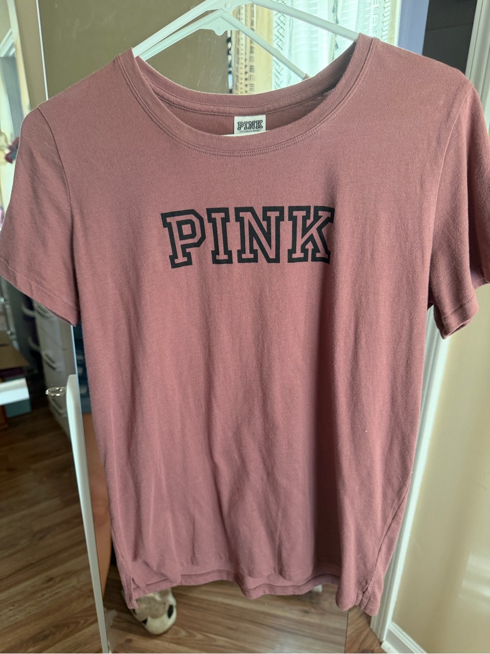 PINK Victoria's Secret Dusty Rose Tee with Black Logo